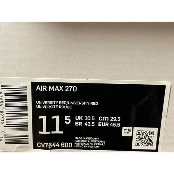Nike Air Max 270 University Red CV7544-600 Men's Size 11.5 - Picture 7 of 7